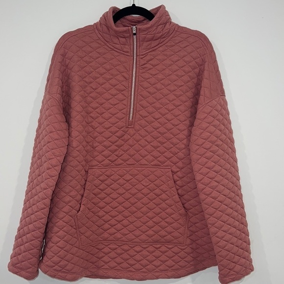 Calvin KLEIN Pink Quilted Long Drop Shoulder Pullover size Large - Picture 5 of 14